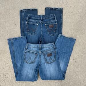 Boys 10 Slim Wrangler Retro Relaxed Boot Jeans TWO PAIRS